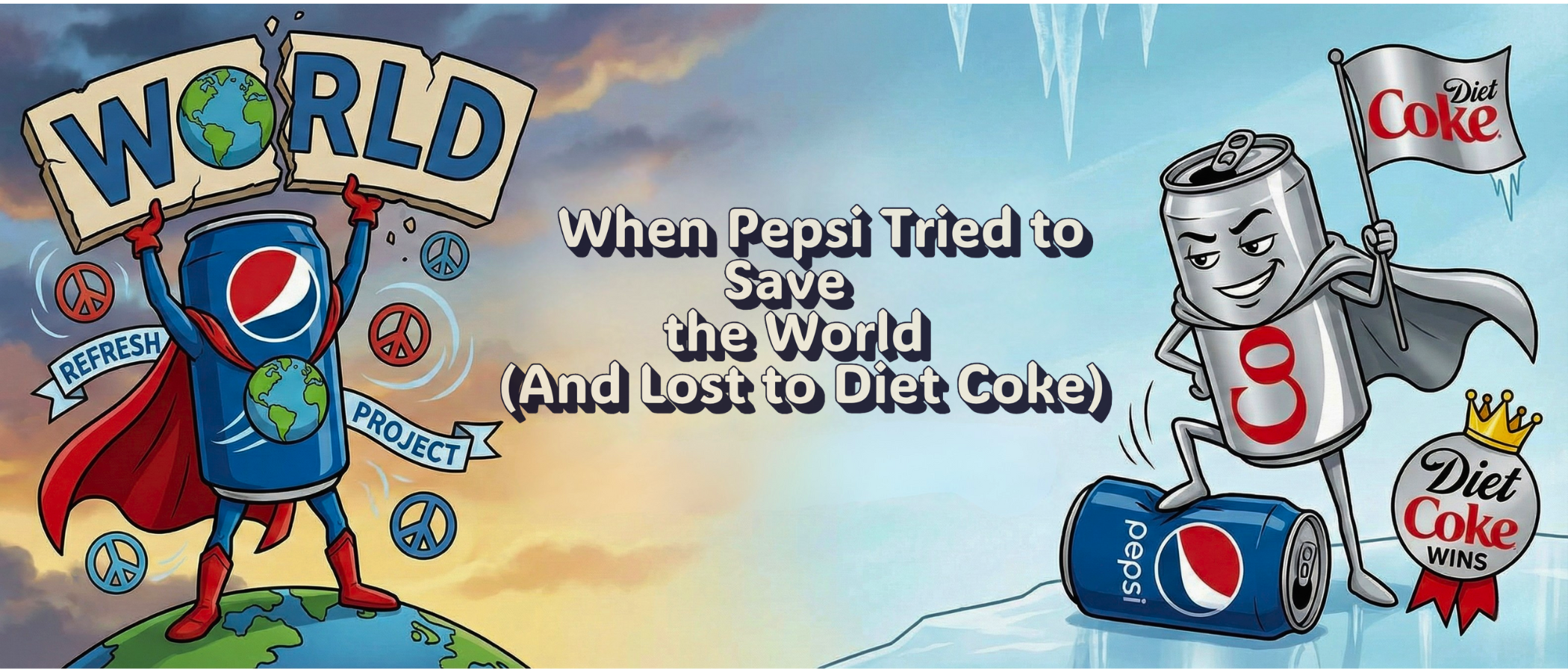 A visual take on Pepsi’s global message and Diet Coke’s winning edge.